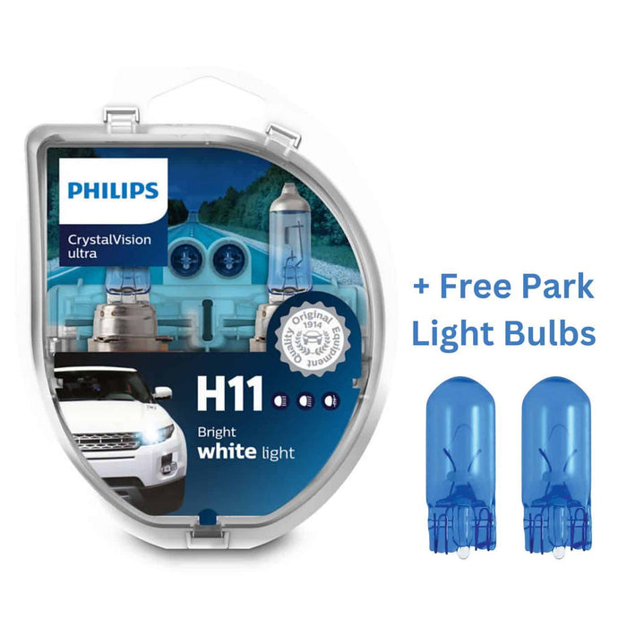 Philips Crystal Vision Ultra H11 + 2 Free Park Light Bulbs