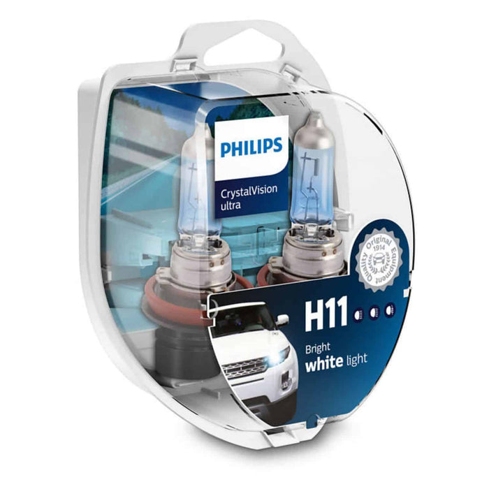 Philips Crystal Vision Ultra H11 + 2 Free Park Light Bulbs