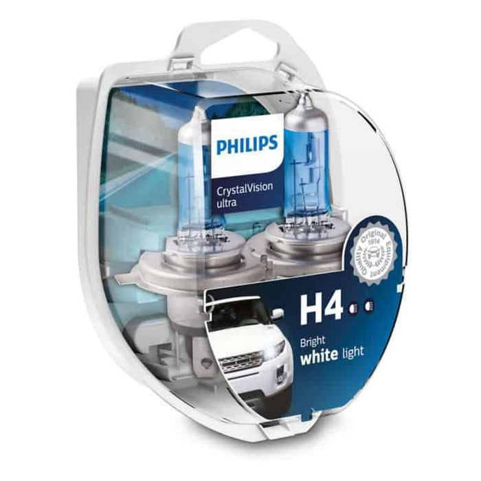 Philips Crystal Vision Ultra H4 + 2 Free Park Light Bulbs