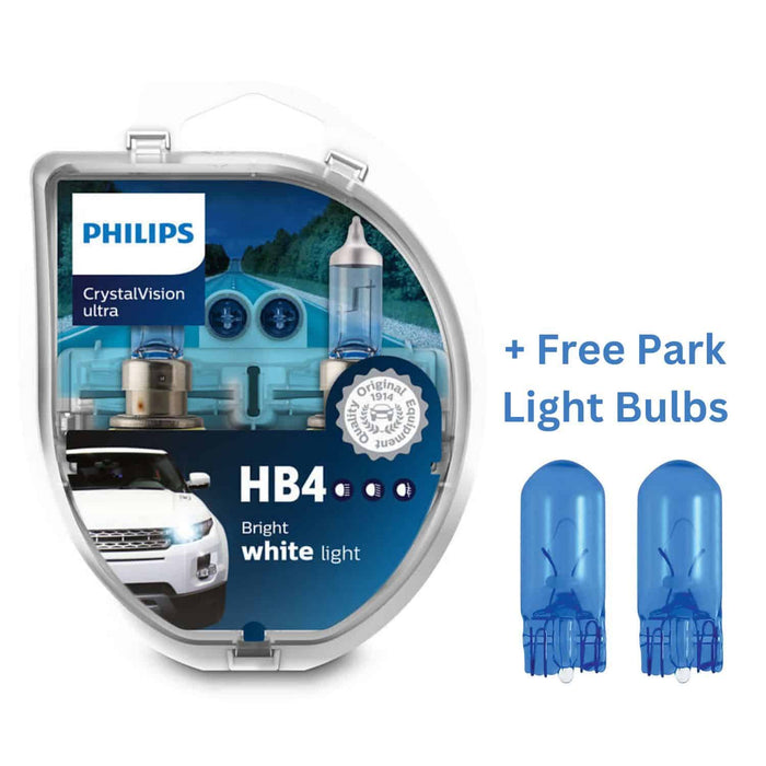 Philips Crystal Vision Ultra HB4 + 2 Free Park Light Bulbs