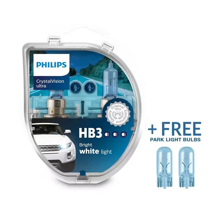 Philips Crystal Vision Ultra HB3 + 2 Free Park Light Bulbs