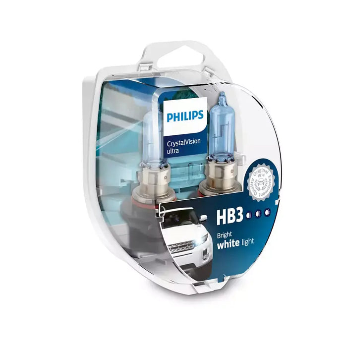 Philips Crystal Vision Ultra HB3 + 2 Free Park Light Bulbs