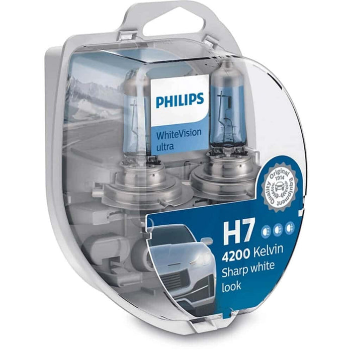 Philips White Vision Ultra H7 & 2FREE Park Light Bulbs