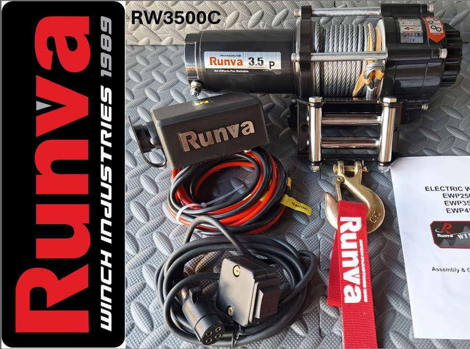 3500LBS – RUNVA WINCH 12V WITH STEEL CABLE