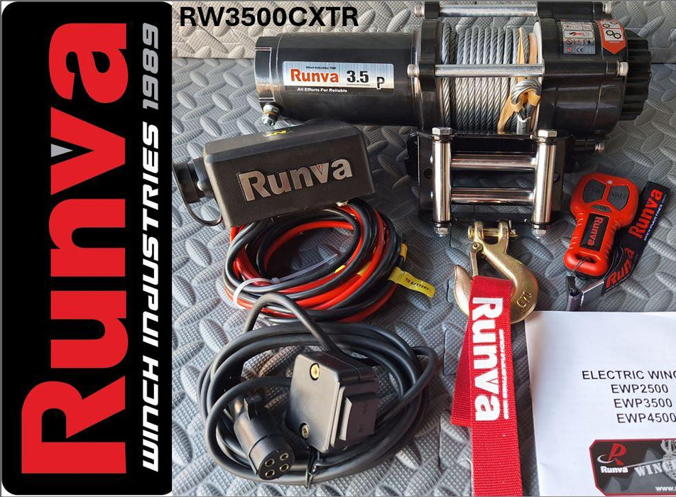 3500LBS – RUNVA WINCH 12V WITH STEEL CABLE + REMOTE