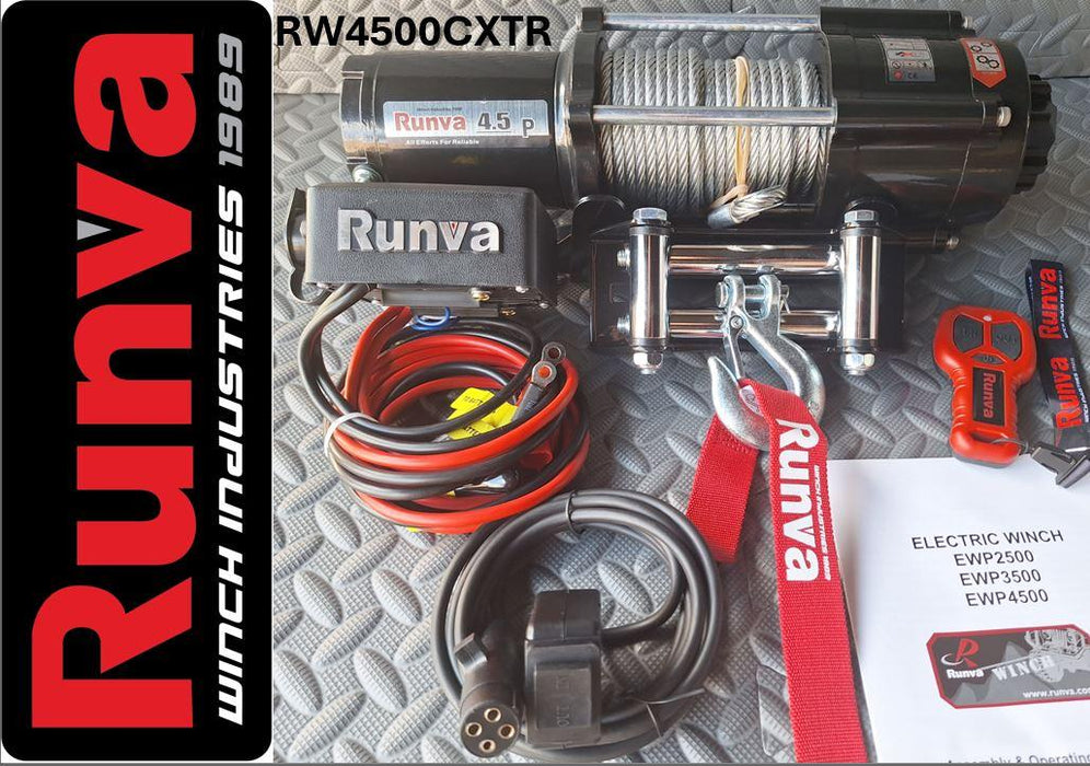 4500LBS – RUNVA WINCH 12V WITH STEEL CABLE + REMOTE