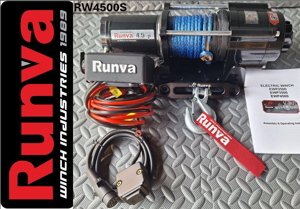 4500LBS – RUNVA WINCH 12V WITH SYNTHETIC Rope