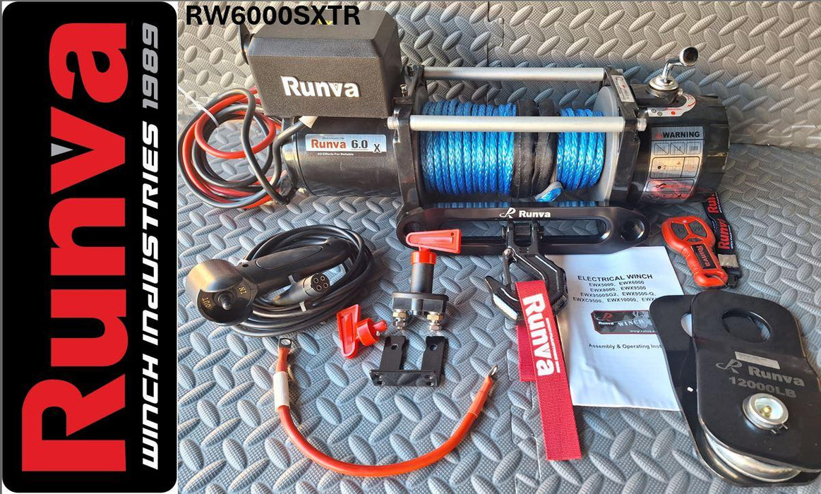 6000LBS – RUNVA WINCH 12V WITH SYNTHETIC ROPE