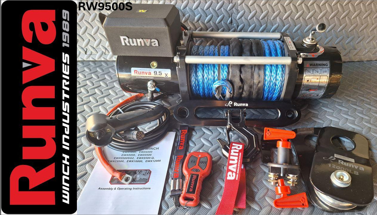 9500LBS – RUNVA WINCH 12V WITH SYNTHETIC ROPE